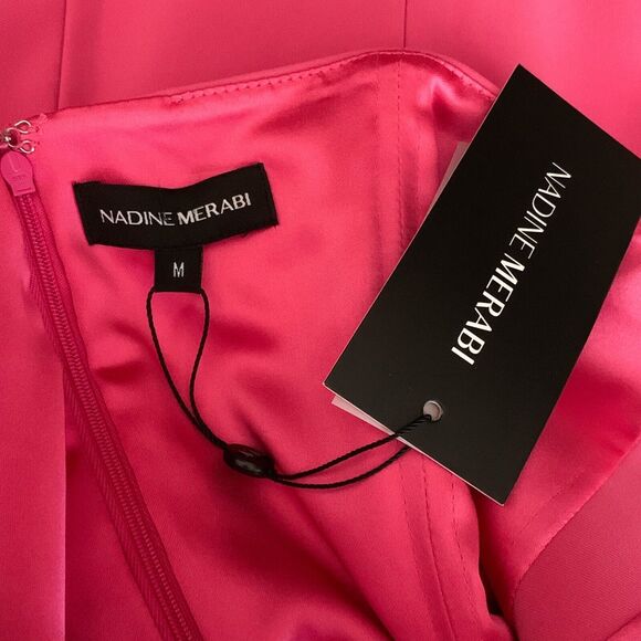 DRESS ONLY Nadine Merabi Emilee M US 8 Hot Pink Mini Strapless - Picture 4 of 5